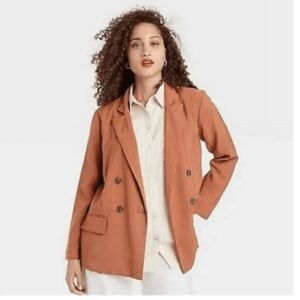 A New Day Brown Essential Double Breasted Lightweight Blazer medium